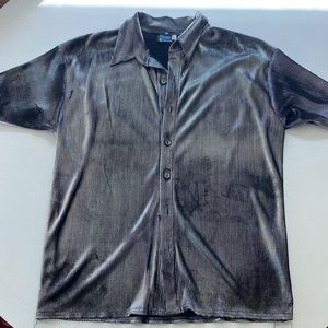 90s/Y2K men’s silver party shirt L